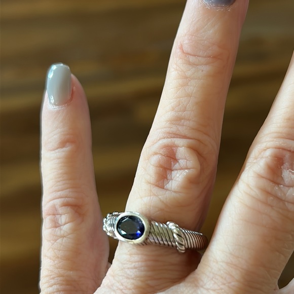 Estate Sterling silve or Judith Ripka natural Iolite cable band ring size 6 3/4 - Picture 4 of 8